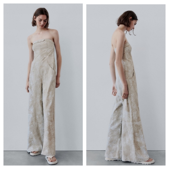 Zara Printed Linen Blend Jumpsuit - Picture 11 of 13